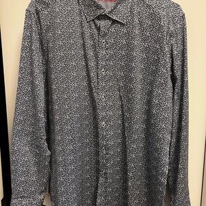 Robert Graham Black and White Micro Floral Button-Down Shirt